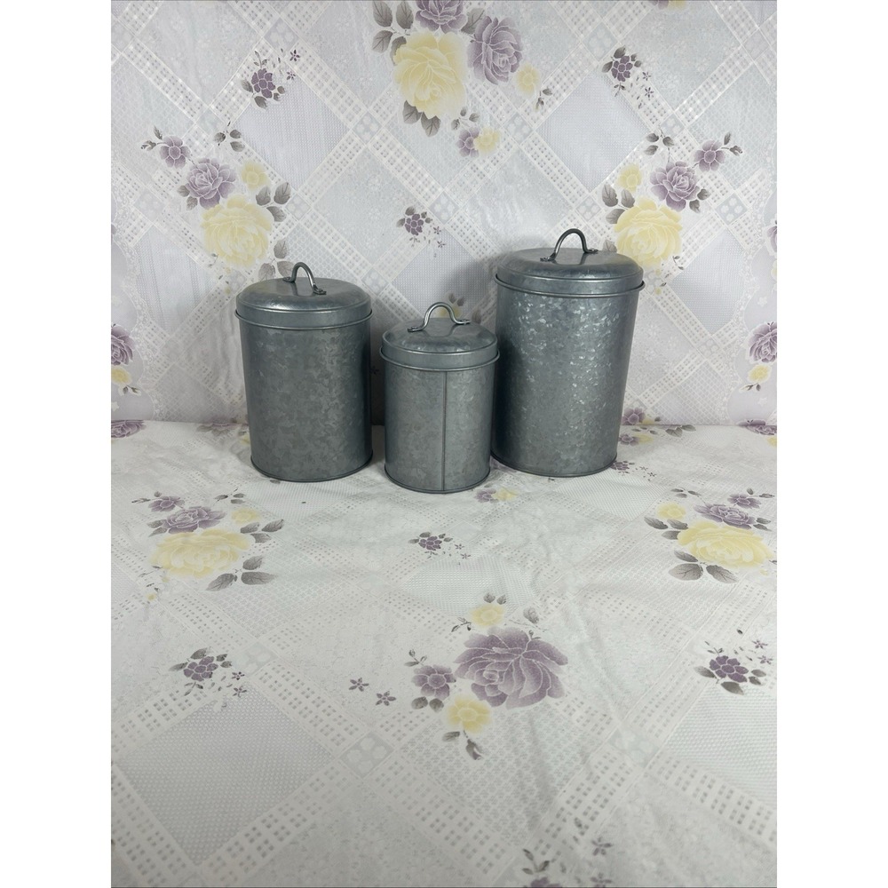 Set of 3 Food Containers with Lids, Rustic Vintage Jars, Country Kitchen